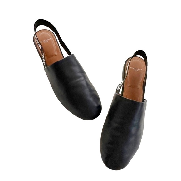 Givenchy Rivington Logo Elastic Slingback Black Leather Flats Mules 39.5 US 9.5 - Picture 7 of 13